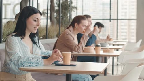 People Having Lunch at Food Court