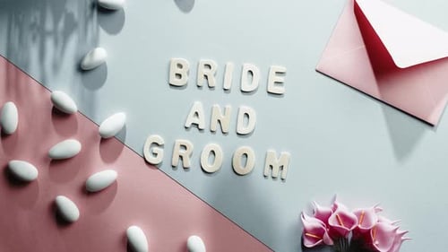 Bride and Groom Wedding Flat Lay Still Life