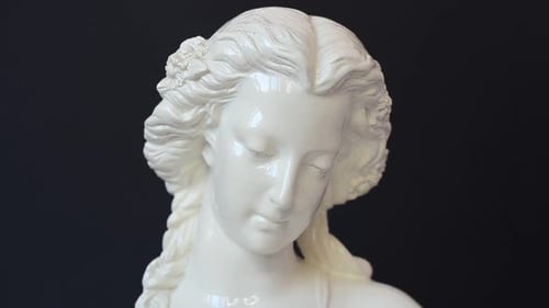 Smooth Rack Focus on a Female Statue Bust