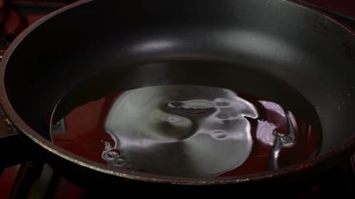 Meat Cutlet Cooking in Oil on Stove