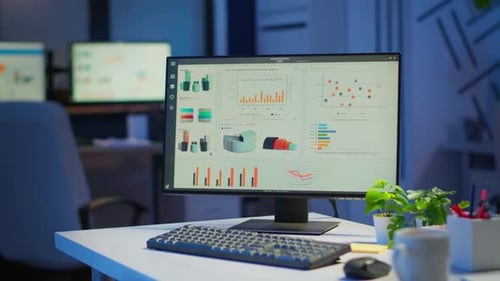 Financial Company with Nobody in It at Midnight