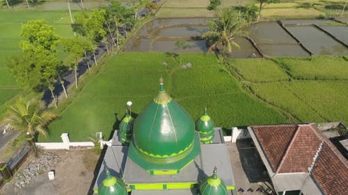 Mosque Among Rice Fields Java Indonesia