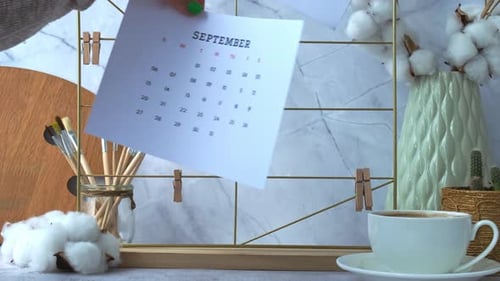 SEPTEMBER CALENDAR Cards and Posters Mock Ups on Grid Board