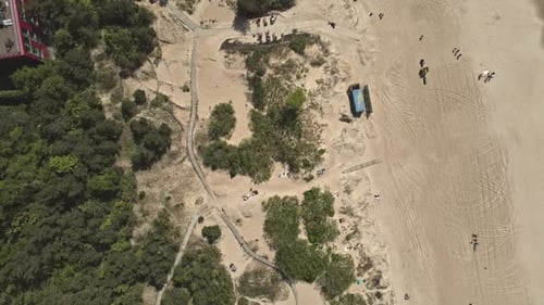Aerial view on sand dunes and the beach