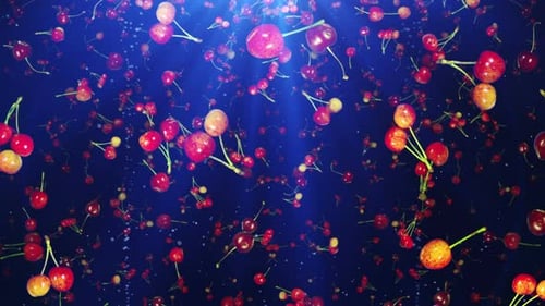 Falling Fresh Red Cherries Loop Background