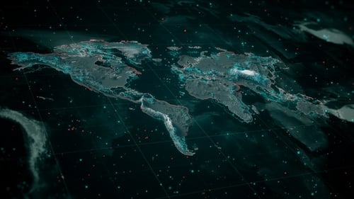 Futuristic Digital World Map Global Network Data Flow Animation