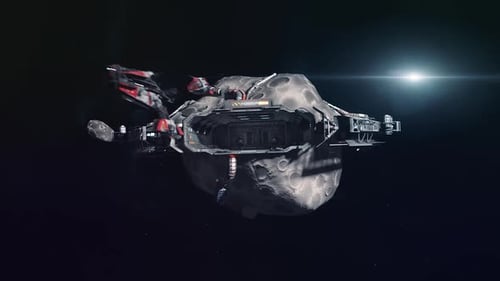 Futuristic Space Mining Station on Asteroid Animation