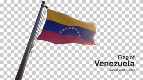 Realistic Venezuela Flag Waving on Transparent Background