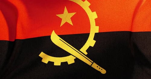 Realistic Angolan Flag Waving Loop