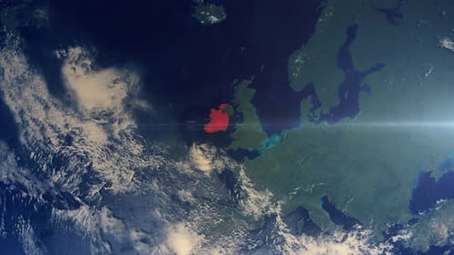 Realistic Earth Zoom Red Alert Highlight Country Ireland