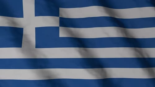 Waving Flag of Greece with Realistic Fabric Texture Loop