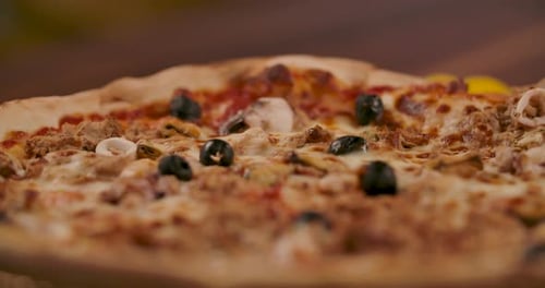 Close Up of Delicious Pizza with Cheese