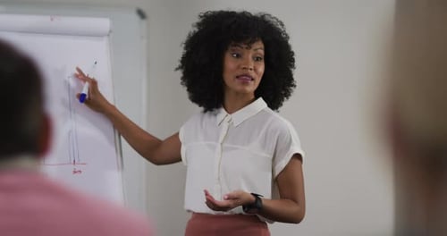 Woman Presenting Business Data in Office Meeting