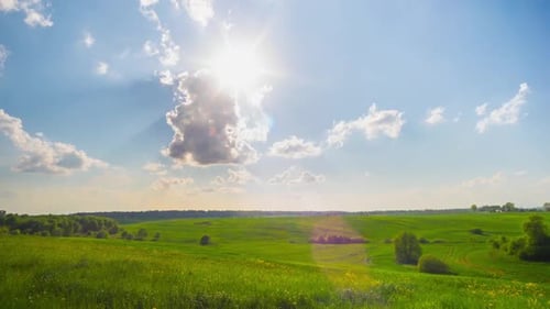 Timelapse of Summer Landscape and Sun