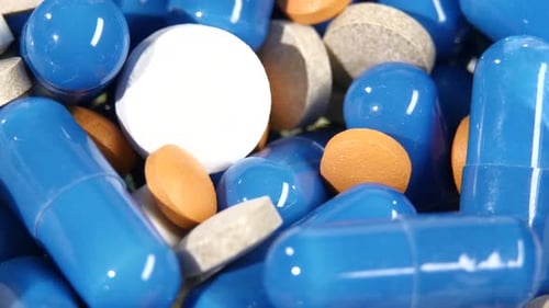 Macro Shot of Colorful Medicine Pills and Capsules