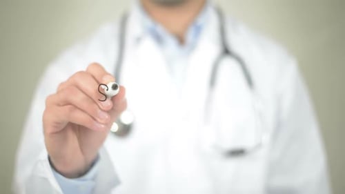 Doctor Writes "Stop Disease" Message