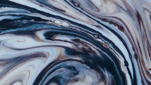 Abstract Blue, Black, and White Paint Swirls