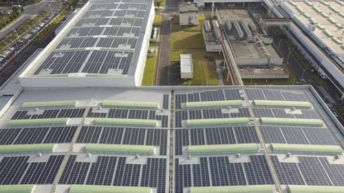 Solar power station on factory rooftop
