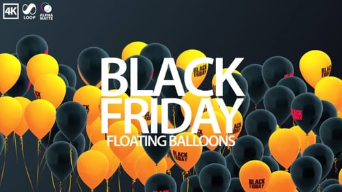 Animated Black Friday Balloons Floating Up Background