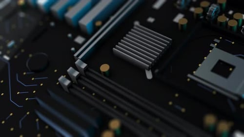 Digital Circuit Board Future Super Computer Cyber Security 4K