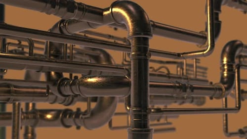 Moving 3D Industrial Pipe Network Background