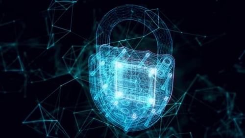 Electronic Padlock Hologram Close Up 4k