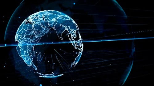 Futuristic Digital Globe with Connecting Data Lines