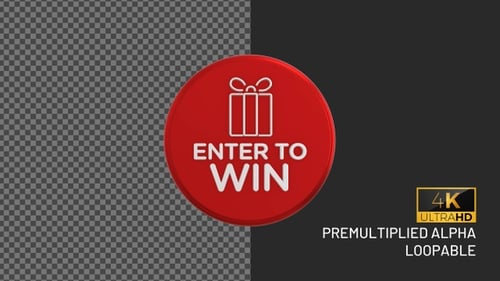 Givaway Enter To Win Rotating Looping Badge with Alpha Channel