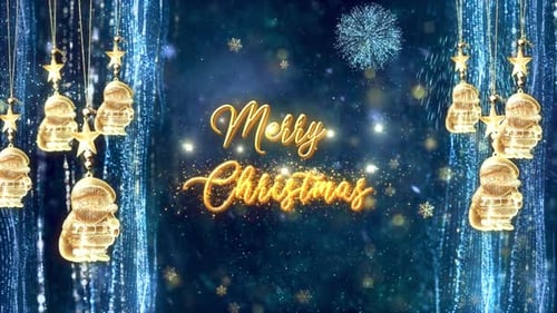 Merry Christmas Glowing Title Animation with Santa Ornaments