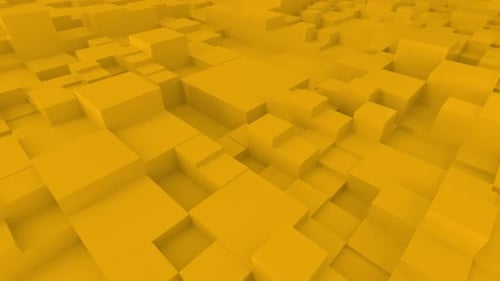 Animated Yellow Cubes Field with Geometric Movement