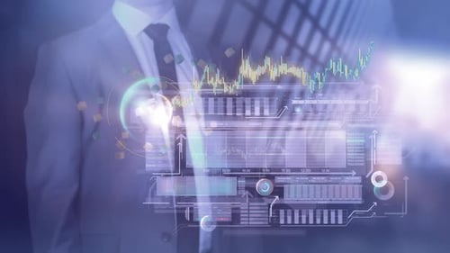 Futuristic Business Data Interface Hologram Display