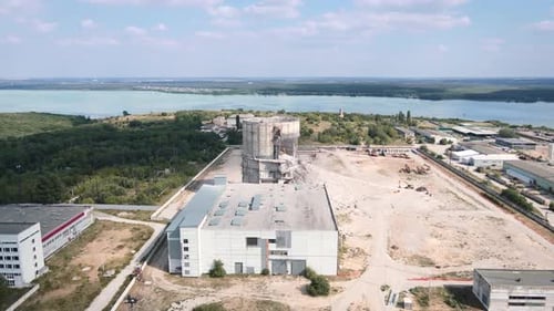 Industrial Building Destroyed on Construction Site for New Construction