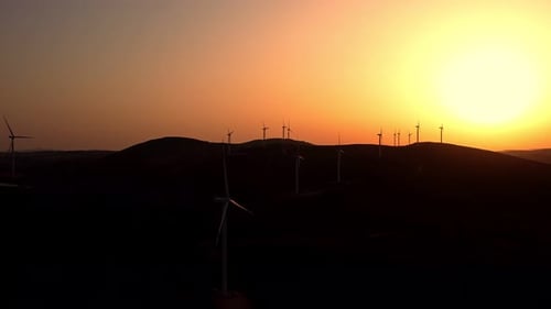 Wind Turbines at Sunrise, Renewable Energy Concept