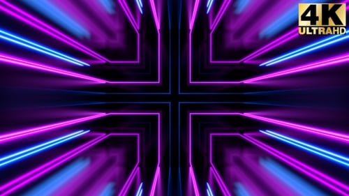 Pulsating Neon Geometric Light Tunnel Loop Background