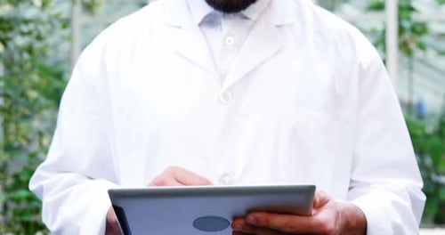 Man using digital tablet