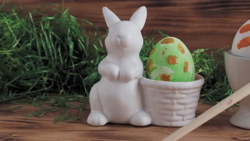 Easter Still Life with Bunny and Decorated Eggs