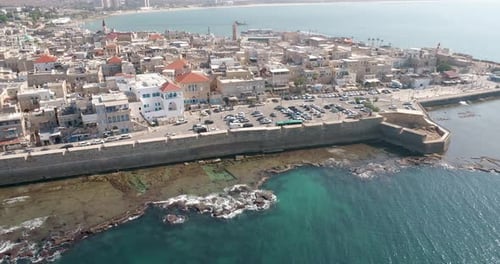 Aerial view of view Old City of Acre, Acre, Israel.