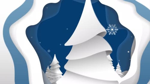 Paper Cut-out Christmas and New Year Winter Wonderland Animation