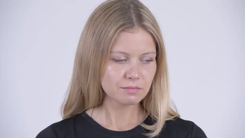 Woman Crying with Tears Flowing Down Her Face
