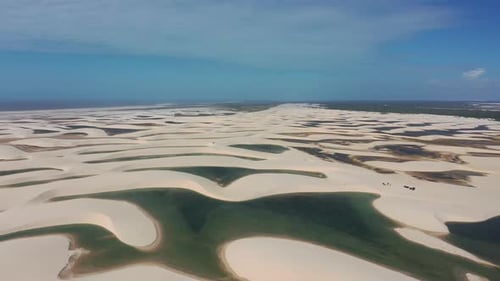 Brazilian landmark rainwater lakes and sand dunes. Lencois Maranhenses Brazil.