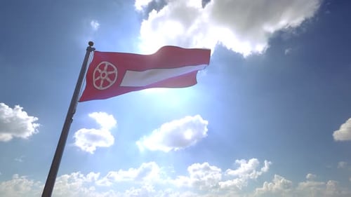 Rhineland-Palatinate Flag Waving in Realistic 3D Animation
