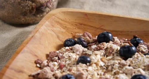 Delicious Breakfast Bowl with Granola and Blueberries