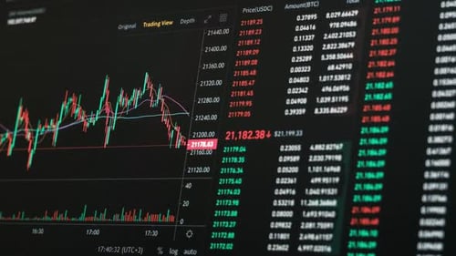 Futuristic Screen Displaying Financial Data