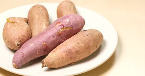 Sweet Potatoes on a White Plate
