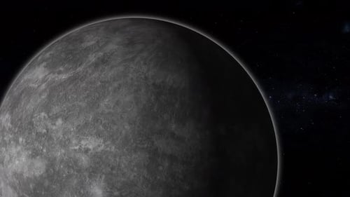 Planet Mercury. Realistic render of mercury and stars. Mercury in space. Vd 1582