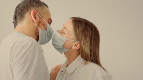 Concept Love During Pandemic, Kiss in New Normal