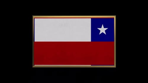 Animated 3D Flag of Chile Rotating with Golden Frame