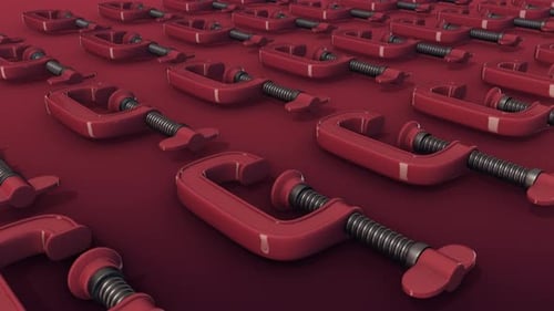 A Lot Of Small Clamps In A Row 4k