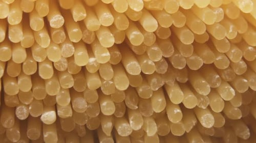 Close-up of Uncooked Spaghetti Pasta Noodles