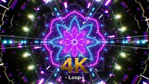 Neon Hologram Light VJ Tunnel 4K